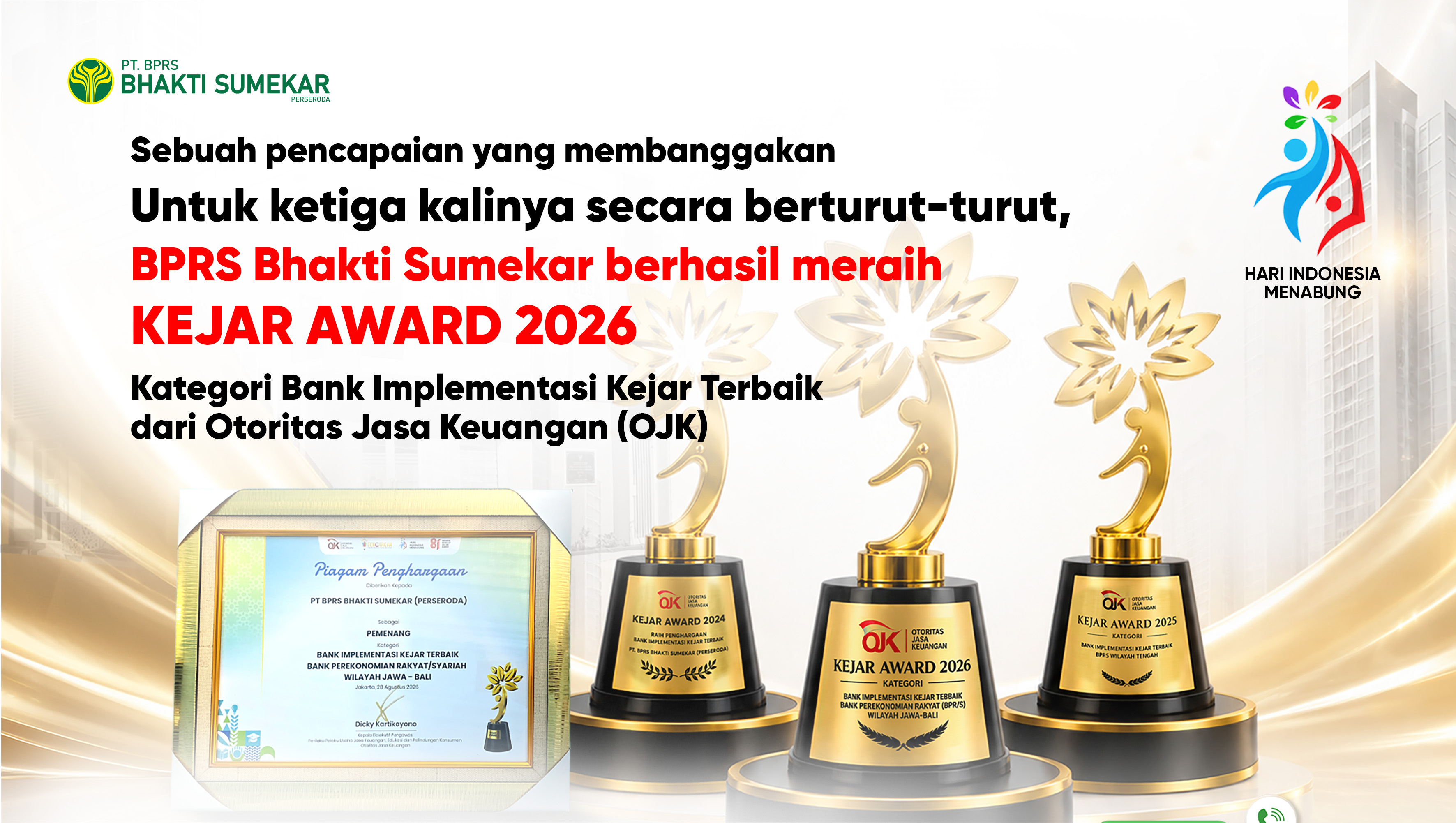 BPRS Bhakti Sumekar Kembali Meraih Penghargaan Kejar Award Dari OJK 2026