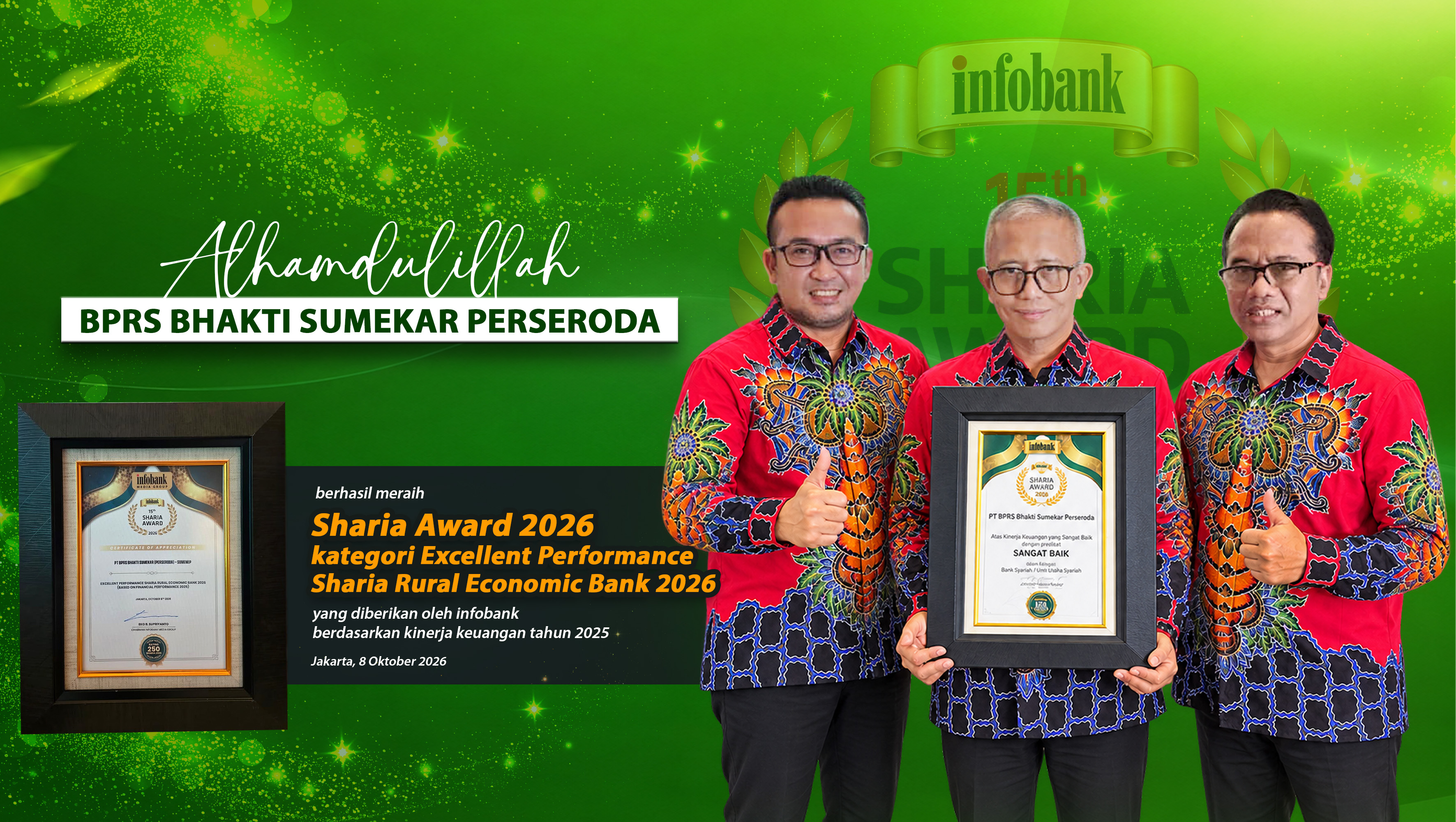 BPRS Bhakti Sumekar Raih Sharia Award 2026 dari Infobank atas Kinerja Keuangan 2025